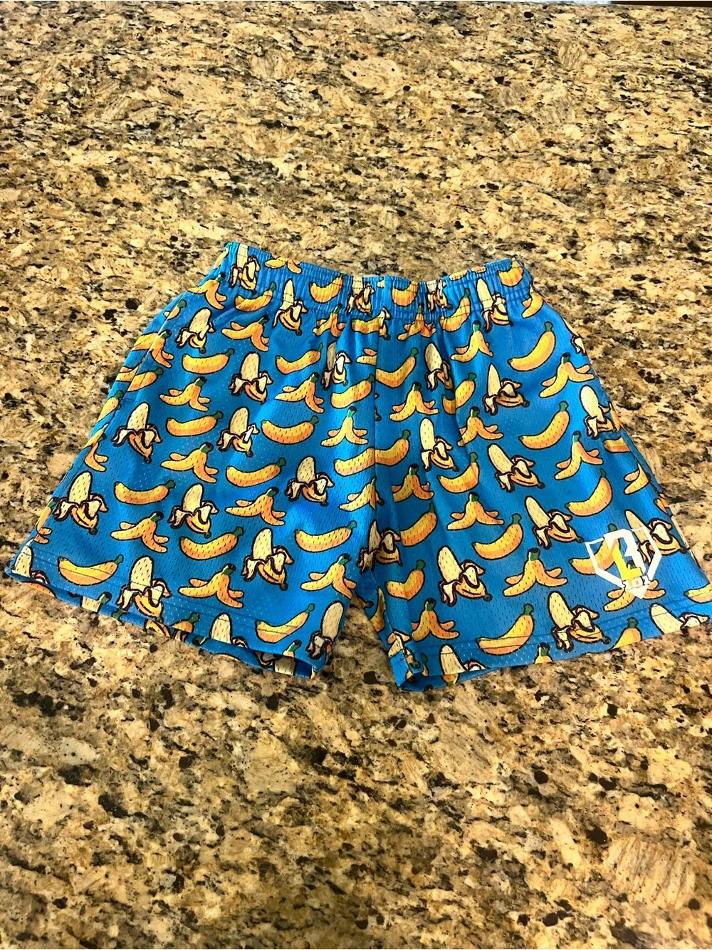 Bright Blue Banana Print Kids Shorts